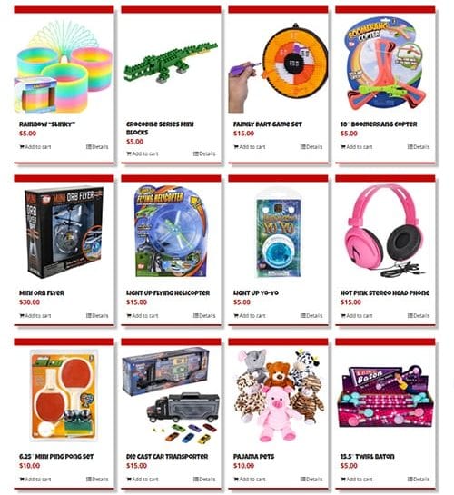 toy products photography in an online shopping cart site