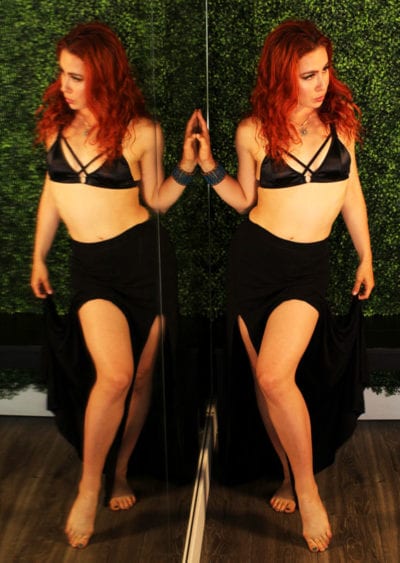 Aubrey - redhead model reflected in mirror